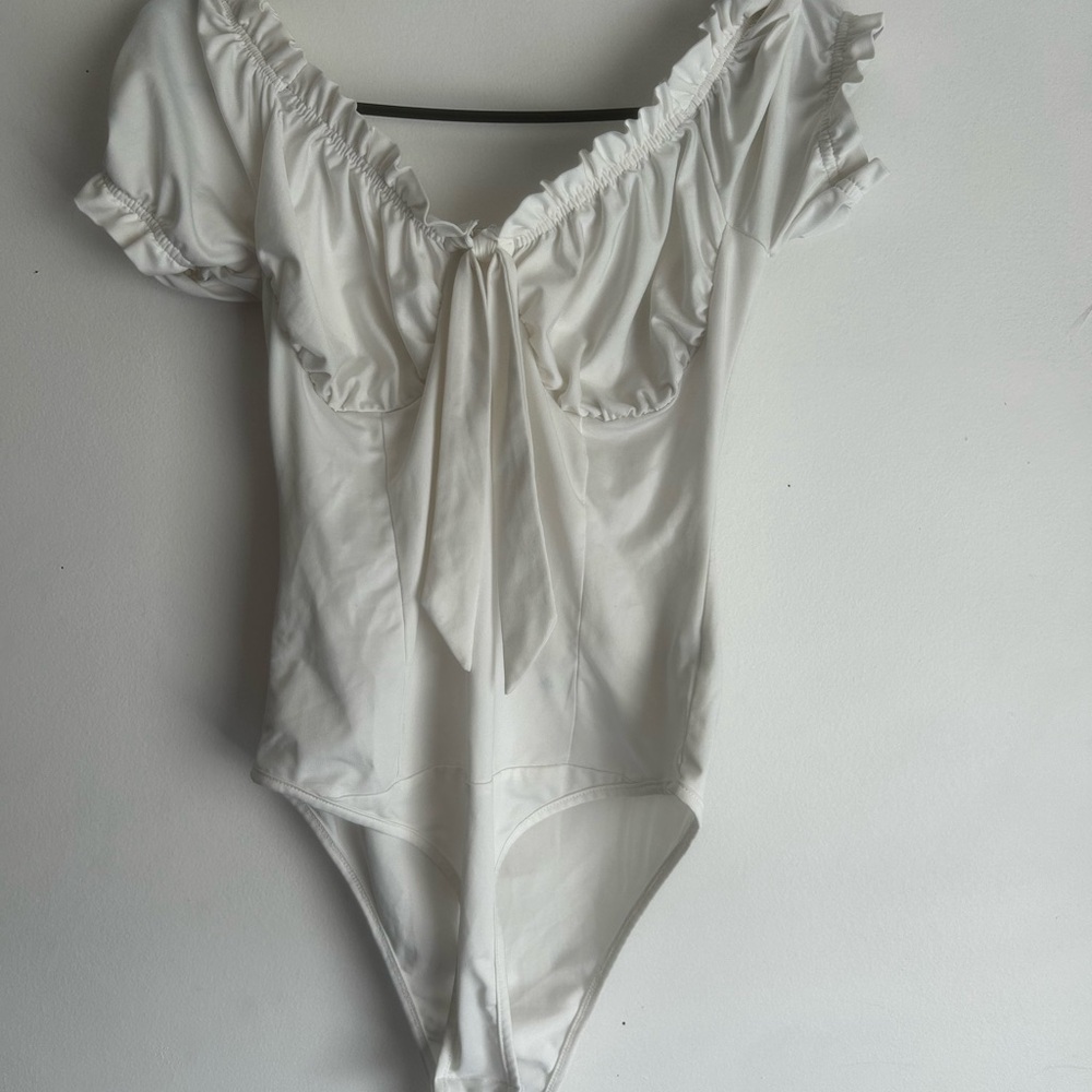 White Ruffled Off-Shoulder Bodysuit